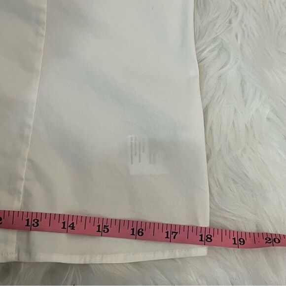 Akris Punto Cotton Stretch Cream Button Down Shirt Mesh Detail Sleeves S - Picture 10 of 11